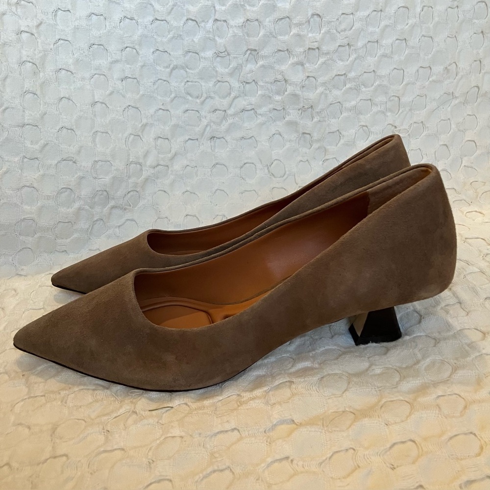 NIB Sarto Diva Kitten Heels Brown Suede 6.5 - Picture 3 of 12